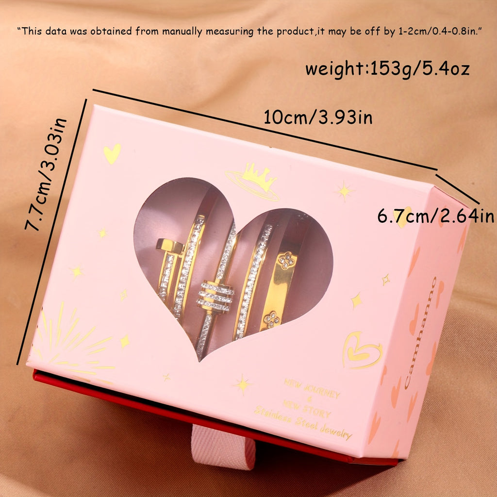 Box PINK LOVE composé de 4 Joncs en acier inoxydable
