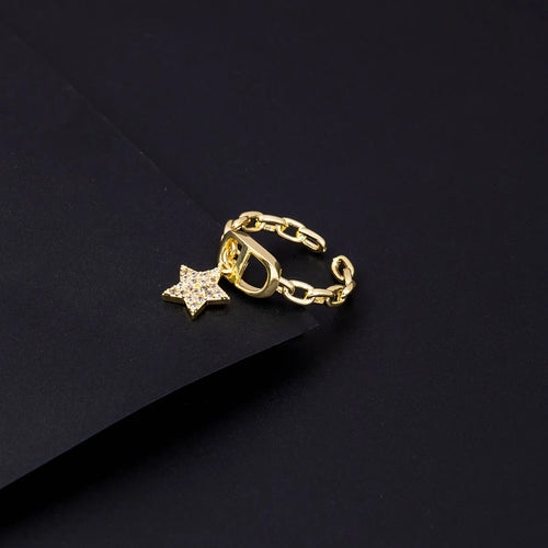 Bague LEANA élégante dorée avec étoiles strass