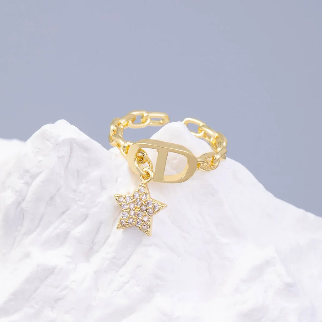 Bague LEANA élégante dorée avec étoiles strass