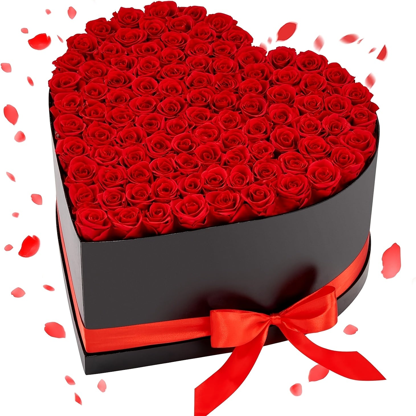 Bouquet en forme de cœur avec rose, artificielle rouge